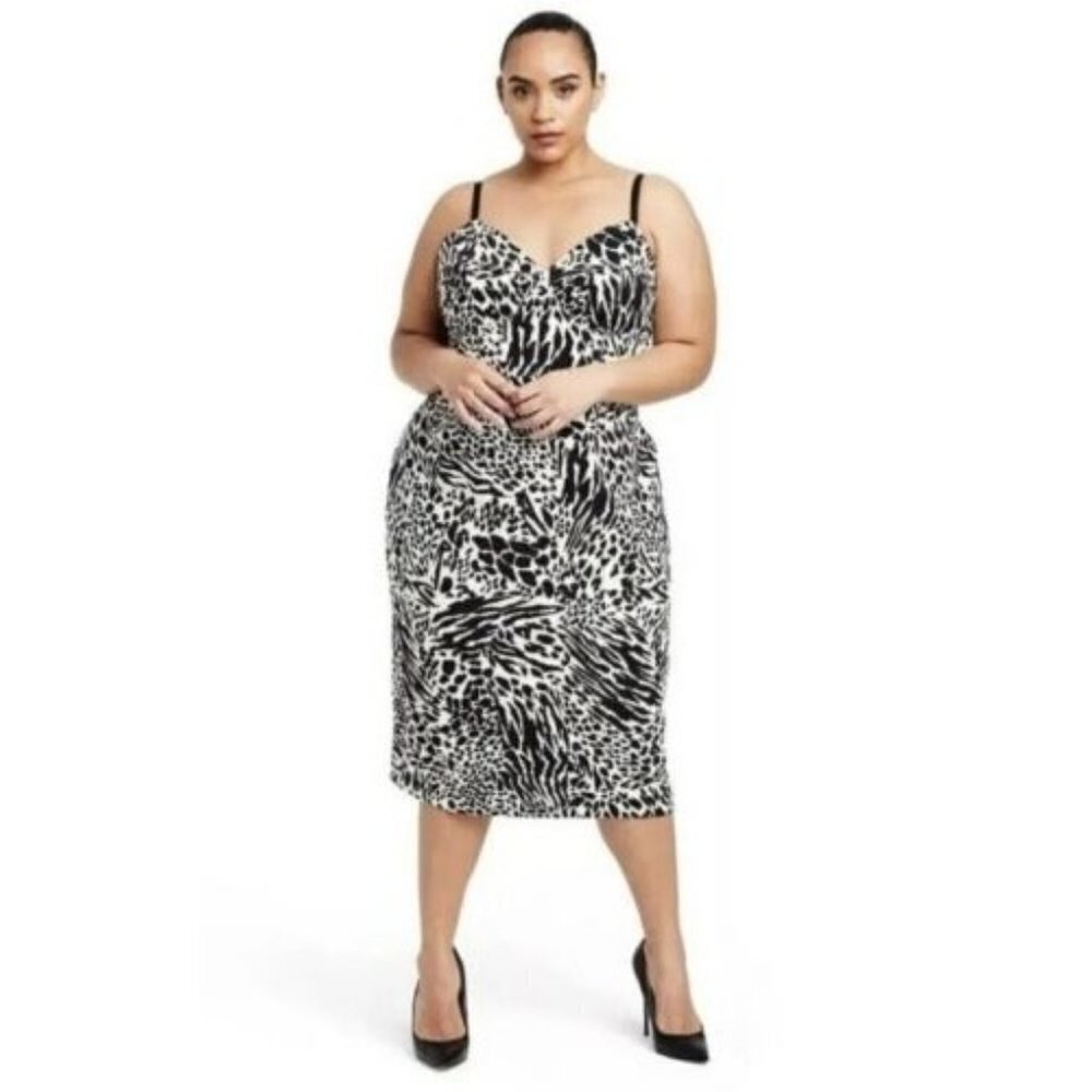 Sergio Hudson x Target  Animal Print‎ Bustier Midi Dress Size 2X